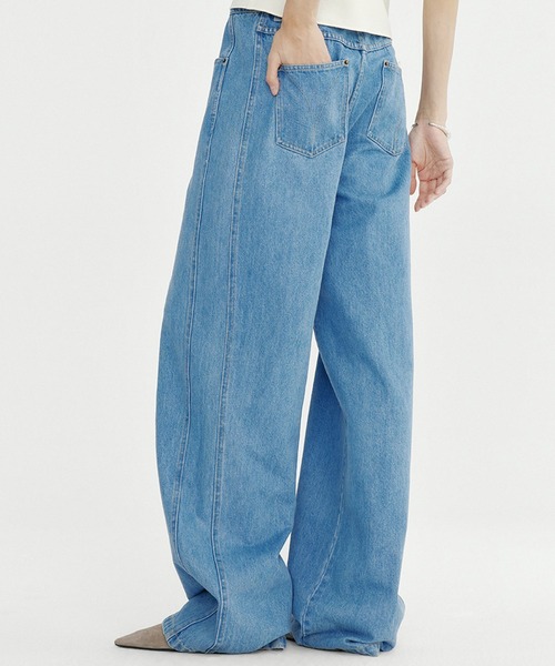 Bie（ビエ）の「ヴィンテージワイドデニムパンツ（デニムパンツ・レディース・ブルー・M/L/S）」の4枚目の写真