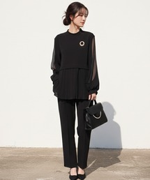 Cinderella | パンツドレス パンツスーツ ドレス セットアップ 長袖 フォーマル オケージョン きれいめ パンツ 結婚式 謝恩会 発表会 大きいサイズ 同窓会 お呼ばれ パーティー 食事会 袖あり(パンツドレス)