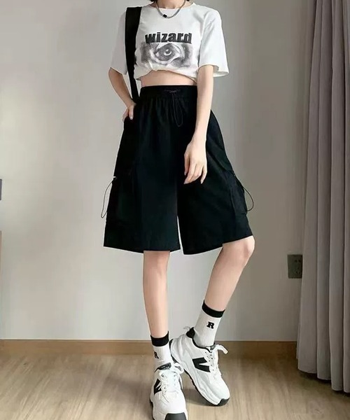 c.u.l（シーユーエル）の「シンプル スポーティー ストリート ハーフパンツ culw904（その他パンツ・レディース・レッド/ライトベージュ/ブラック/ピンク・S/M）」の5枚目の写真