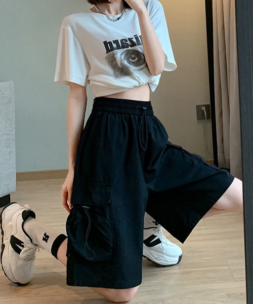c.u.l（シーユーエル）の「シンプル スポーティー ストリート ハーフパンツ culw904（その他パンツ・レディース・レッド/ライトベージュ/ブラック/ピンク・S/M）」の7枚目の写真