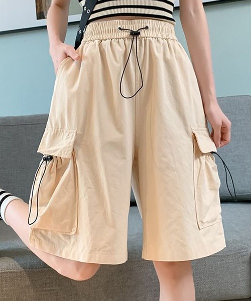c.u.l（シーユーエル）の「シンプル スポーティー ストリート ハーフパンツ culw904（その他パンツ・レディース・レッド/ライトベージュ/ブラック/ピンク・S/M）」の9枚目の写真