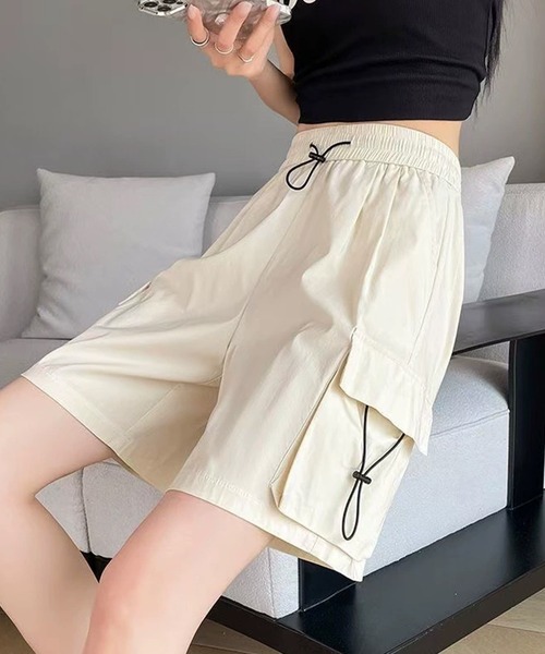 c.u.l（シーユーエル）の「シンプル スポーティー ストリート ハーフパンツ culw904（その他パンツ・レディース・レッド/ライトベージュ/ブラック/ピンク・S/M）」の10枚目の写真