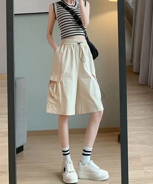 c.u.l（シーユーエル）の「シンプル スポーティー ストリート ハーフパンツ culw904（その他パンツ・レディース・レッド/ライトベージュ/ブラック/ピンク・S/M）」の11枚目の写真