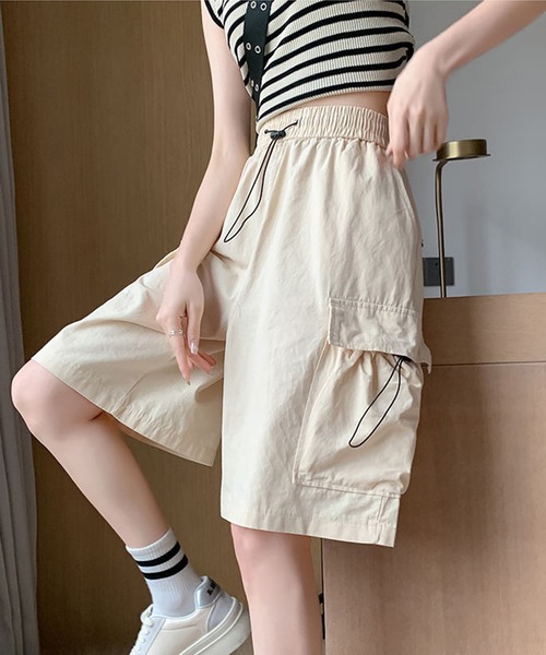 c.u.l（シーユーエル）の「シンプル スポーティー ストリート ハーフパンツ culw904（その他パンツ・レディース・レッド/ライトベージュ/ブラック/ピンク・S/M）」の12枚目の写真