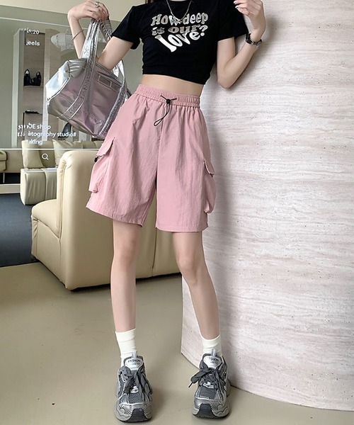 c.u.l（シーユーエル）の「シンプル スポーティー ストリート ハーフパンツ culw904（その他パンツ・レディース・レッド/ライトベージュ/ブラック/ピンク・S/M）」の15枚目の写真