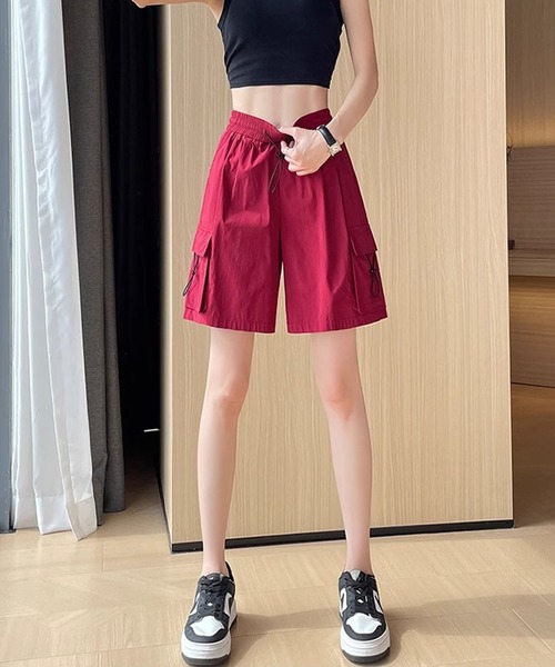 c.u.l（シーユーエル）の「シンプル スポーティー ストリート ハーフパンツ culw904（その他パンツ・レディース・レッド/ライトベージュ/ブラック/ピンク・S/M）」の17枚目の写真