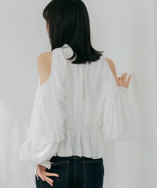 Heather(ヘザー)の「ショルダーカットブラウス 656715(シャツ/ブラウス・レディース・ブラック/アイボリー/ピンク/ホワイト系その他・FREE)」の6枚目の写真