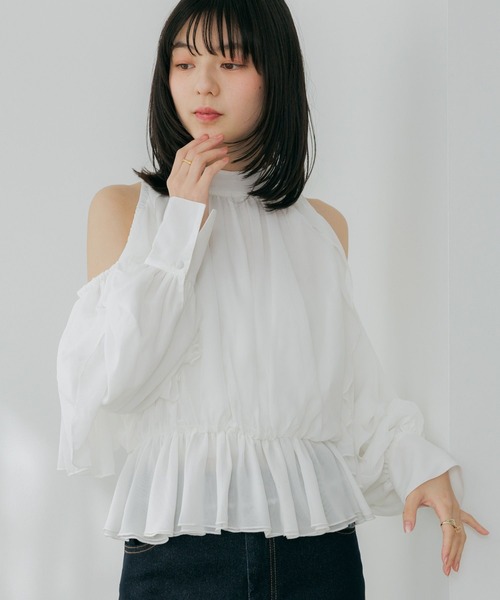 Heather(ヘザー)の「ショルダーカットブラウス 656715(シャツ/ブラウス・レディース・ブラック/アイボリー/ピンク/ホワイト系その他・FREE)」の8枚目の写真