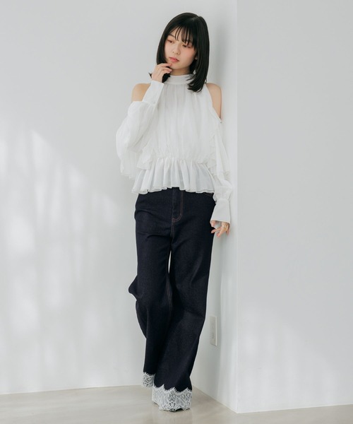 Heather(ヘザー)の「ショルダーカットブラウス 656715(シャツ/ブラウス・レディース・ブラック/アイボリー/ピンク/ホワイト系その他・FREE)」の9枚目の写真