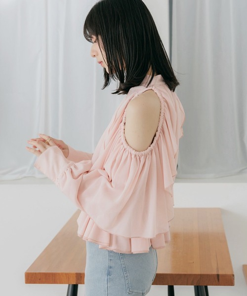 Heather(ヘザー)の「ショルダーカットブラウス 656715(シャツ/ブラウス・レディース・ブラック/アイボリー/ピンク/ホワイト系その他・FREE)」の14枚目の写真