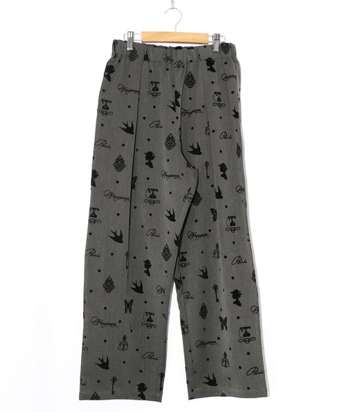 iS ScoLar（イズスカラー）の「561209：アンティーク調フロッキープリントパンツ（デニムパンツ・レディース・ベージュ/チャコールグレー・M）」の9枚目の写真