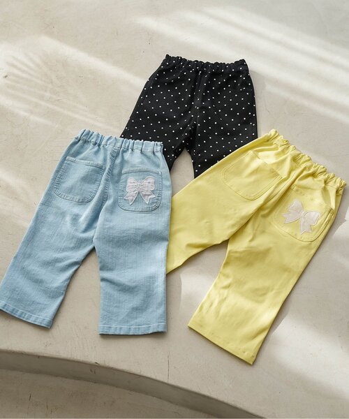 apres les cours（アプレレクール）の「【クロップド丈】リボンポケットきゅんパンツ（その他パンツ・キッズ・イエロー/インディゴブルー/ブラック・130/120/110/100/90/80/140）」の15枚目の写真