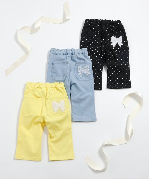 apres les cours（アプレレクール）の「【クロップド丈】リボンポケットきゅんパンツ（その他パンツ・キッズ・イエロー/インディゴブルー/ブラック・130/120/110/100/90/80/140）」の16枚目の写真
