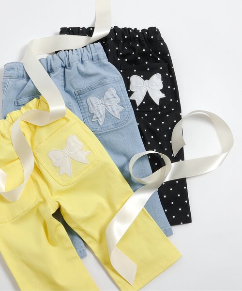 apres les cours（アプレレクール）の「【クロップド丈】リボンポケットきゅんパンツ（その他パンツ・キッズ・イエロー/インディゴブルー/ブラック・130/120/110/100/90/80/140）」の17枚目の写真