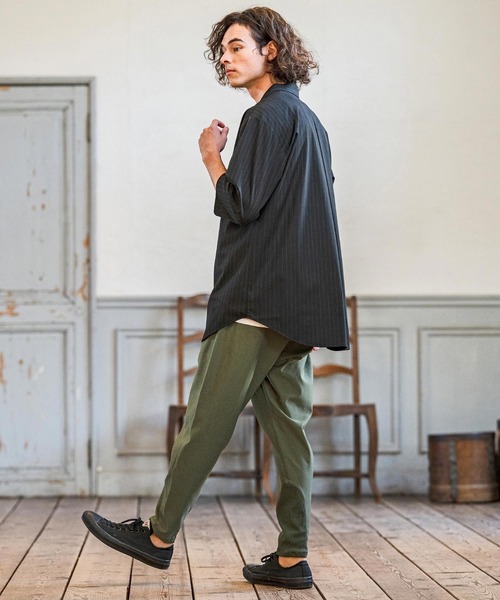 CAMBIO(カンビオ)の「ms6422-Classic Pinstripe Skipper 3-4 Sleeve Pullover Shirts 七分袖プルオーバーシャツ(S67826cmb)(シャツ/ブラウス・メンズ・ブラック/グレイッシュベージュ/チャコールグレー/ミックスグレー・S/M/L)」の19枚目の写真