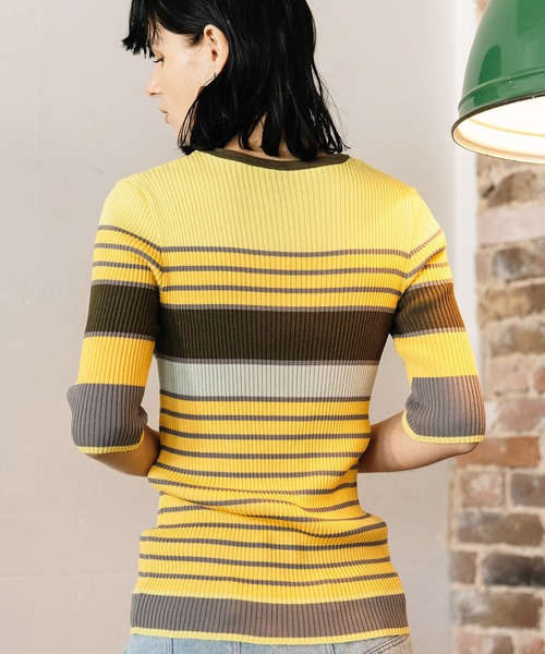 AULA AILA（アウラアイラ）の「レイヤードマルチボーダーニット（ニット/セーター・レディース・ブルー/イエロー/ブラック・0）」の18枚目の写真