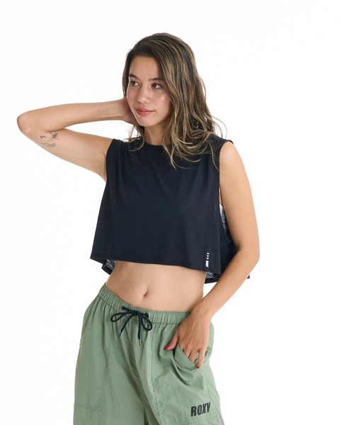 ROXY(ロキシー)の「ROXY ウィメンズ FITNESS TRIPLE HEARTS TANK トップス 【2026年春夏モデル】/ロキシー速乾ショート丈タンクトップ(タンクトップ・レディース・ブラック/オレンジ/ホワイト・SMALL/MEDIUM/LARGE)」の1枚目の写真