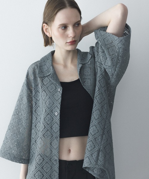 remer（リメール）の「フラワージャガードオーバーサイズシャツ / Flower Jacquard Oversize Shirt（シャツ/ブラウス・メンズ・ホワイト/ブラック/グレー・X-SMALL/LARGE/MEDIUM/SMALL）」の20枚目の写真