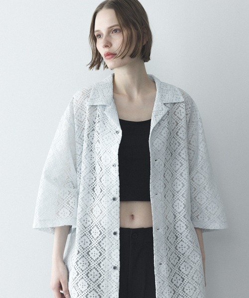 remer（リメール）の「フラワージャガードオーバーサイズシャツ / Flower Jacquard Oversize Shirt（シャツ/ブラウス・メンズ・ホワイト/ブラック/グレー・X-SMALL/LARGE/MEDIUM/SMALL）」の10枚目の写真