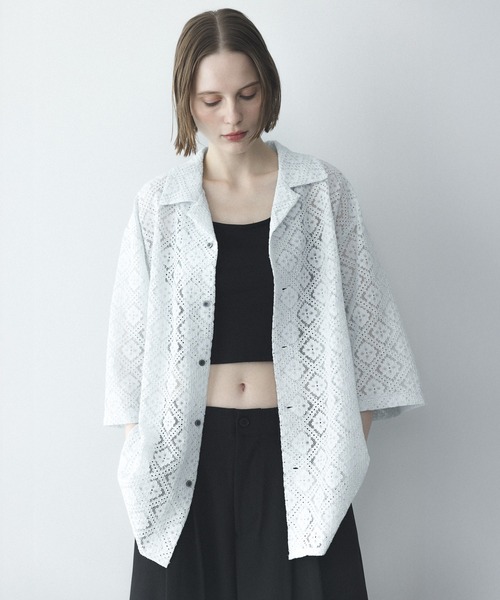 remer（リメール）の「フラワージャガードオーバーサイズシャツ / Flower Jacquard Oversize Shirt（シャツ/ブラウス・メンズ・ホワイト/ブラック/グレー・X-SMALL/LARGE/MEDIUM/SMALL）」の7枚目の写真