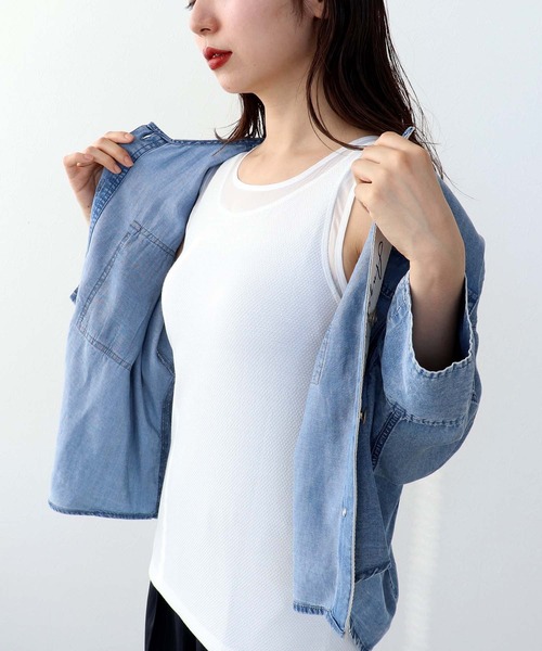 Cepica（セピカ）の「ラッセルシアー切替両前タンクトップ（タンクトップ・レディース・ブラック/オフホワイト/チャコールグレー・FREE）」の14枚目の写真