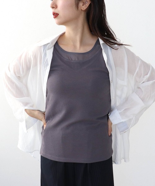 Cepica（セピカ）の「ラッセルシアー切替両前タンクトップ（タンクトップ・レディース・ブラック/オフホワイト/チャコールグレー・FREE）」の16枚目の写真