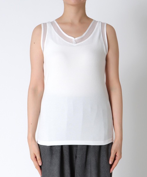 Cepica（セピカ）の「ラッセルシアー切替両前タンクトップ（タンクトップ・レディース・ブラック/オフホワイト/チャコールグレー・FREE）」の5枚目の写真