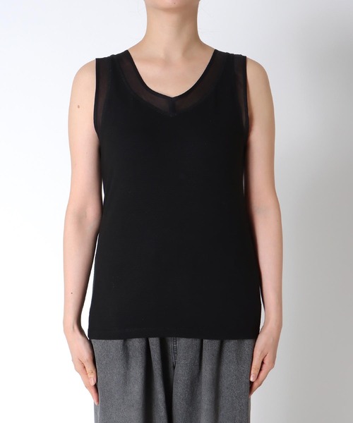 Cepica（セピカ）の「ラッセルシアー切替両前タンクトップ（タンクトップ・レディース・ブラック/オフホワイト/チャコールグレー・FREE）」の9枚目の写真