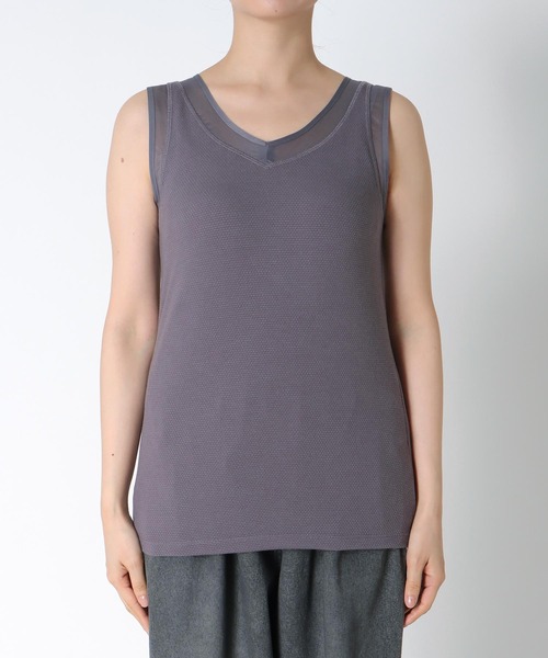 Cepica（セピカ）の「ラッセルシアー切替両前タンクトップ（タンクトップ・レディース・ブラック/オフホワイト/チャコールグレー・FREE）」の11枚目の写真