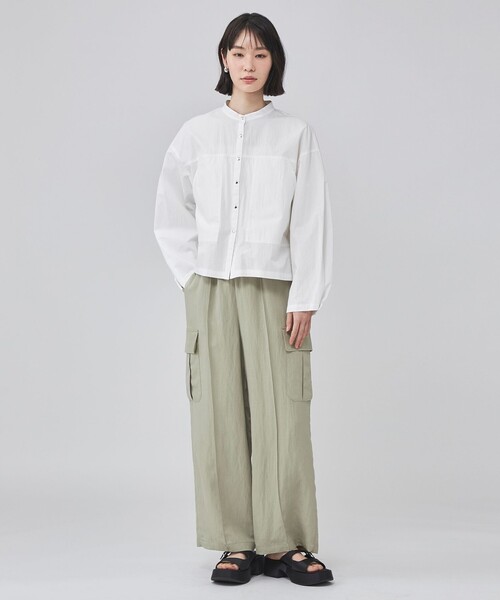 CAST:(キャストコロン)の「【はっ水】クロップドシャツブルゾン(シャツ/ブラウス・レディース・ピンク系その他2/ブラック/ホワイト・M)」の6枚目の写真