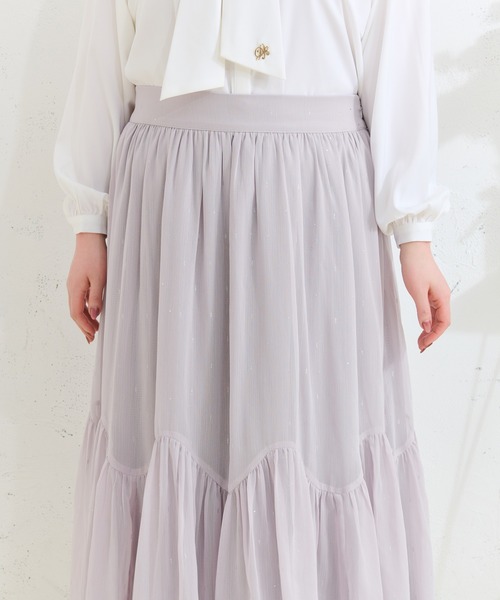 Louiosy(ルオシー)の「【Louiosy】【大きいサイズ】ラメシアースカート(スカート・レディース・ブラック/グレイッシュベージュ・3L/X-LARGE/4L)」の5枚目の写真