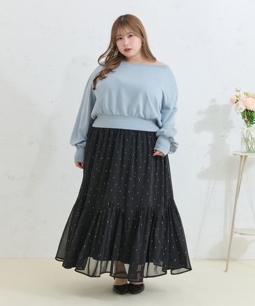 Louiosy(ルオシー)の「【Louiosy】【大きいサイズ】ラメシアースカート(スカート・レディース・ブラック/グレイッシュベージュ・3L/X-LARGE/4L)」の7枚目の写真