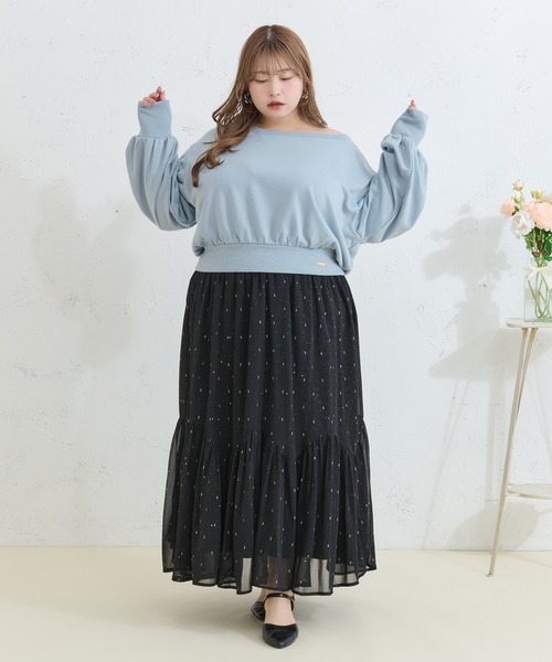 Louiosy(ルオシー)の「【Louiosy】【大きいサイズ】ラメシアースカート(スカート・レディース・ブラック/グレイッシュベージュ・3L/X-LARGE/4L)」の10枚目の写真