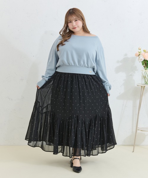 Louiosy(ルオシー)の「【Louiosy】【大きいサイズ】ラメシアースカート(スカート・レディース・ブラック/グレイッシュベージュ・3L/X-LARGE/4L)」の11枚目の写真