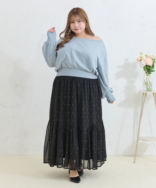 Louiosy(ルオシー)の「【Louiosy】【大きいサイズ】ラメシアースカート(スカート・レディース・ブラック/グレイッシュベージュ・3L/X-LARGE/4L)」の13枚目の写真
