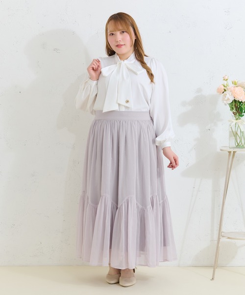 Louiosy(ルオシー)の「【Louiosy】【大きいサイズ】ラメシアースカート(スカート・レディース・ブラック/グレイッシュベージュ・3L/X-LARGE/4L)」の16枚目の写真