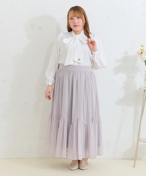 Louiosy(ルオシー)の「【Louiosy】【大きいサイズ】ラメシアースカート(スカート・レディース・ブラック/グレイッシュベージュ・3L/X-LARGE/4L)」の18枚目の写真