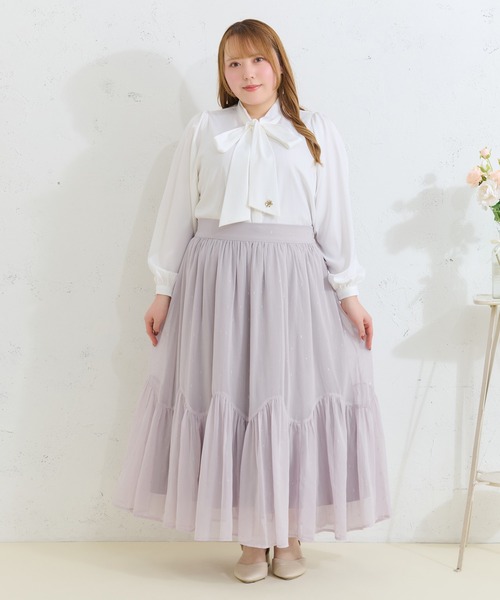 Louiosy(ルオシー)の「【Louiosy】【大きいサイズ】ラメシアースカート(スカート・レディース・ブラック/グレイッシュベージュ・3L/X-LARGE/4L)」の17枚目の写真