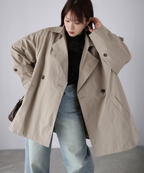 Riberry（リベリー）の「ミドル丈Aライントレンチコート（トレンチコート・レディース・アイボリー/ブラック/ベージュ・MEDIUM）」の3枚目の写真