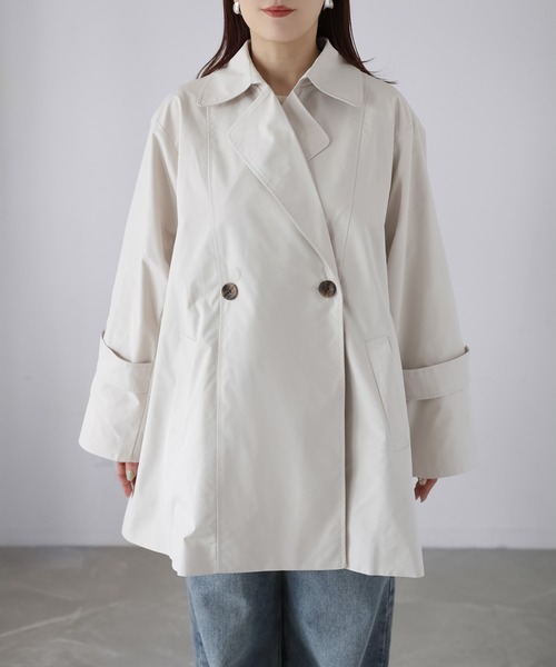 Riberry（リベリー）の「ミドル丈Aライントレンチコート（トレンチコート・レディース・アイボリー/ブラック/ベージュ・MEDIUM）」の15枚目の写真