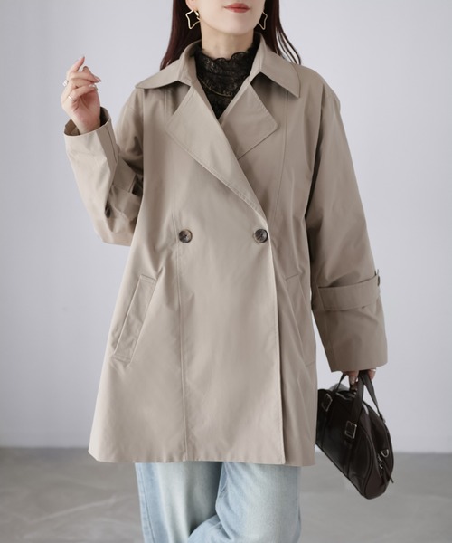 Riberry（リベリー）の「ミドル丈Aライントレンチコート（トレンチコート・レディース・アイボリー/ブラック/ベージュ・MEDIUM）」の19枚目の写真