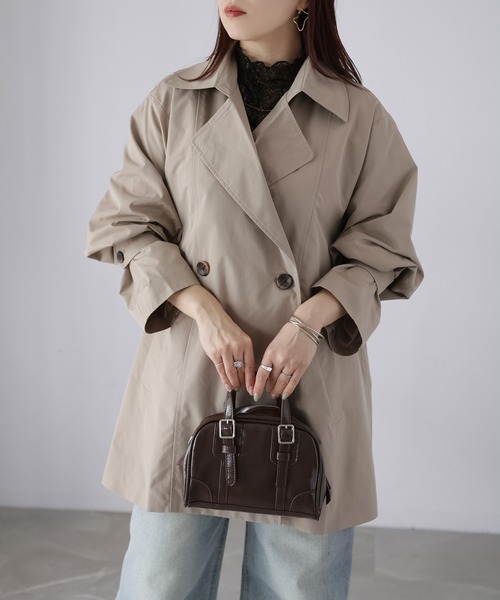 Riberry（リベリー）の「ミドル丈Aライントレンチコート（トレンチコート・レディース・アイボリー/ブラック/ベージュ・MEDIUM）」の18枚目の写真