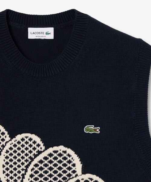 LACOSTE（ラコステ）の「ラケットジャカード コットンニットベスト（ベスト・メンズ・ブラック・5/4/3/2）」の2枚目の写真
