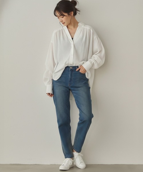 Cinderella(シンデレラ)の「デニムパンツ ストレッチ ハイウエスト ボトムス パンツ レディース カジュアル ズボン 美脚効果 ハードウォッシュ ミディアムウォッシュ ワンウォッシュ オールシーズン 春 夏 秋 冬 綿 テーパードパンツ 水色 青 紺 ネイビー ブルー ライトブルー M L XL 大きいサイズ おしゃれ かわいい(デニムパンツ・レディース・ブルー/ワンウォッシュ/ライトブルー・LARGE/MEDIUM/X-LARGE)」の11枚目の写真