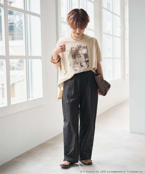 Spick & Span（スピックアンドスパン）の「GOOD ROCK SPEED / グッドロックスピード LPC 別注フォトドルマンTシャツ 2（Tシャツ/カットソー・レディース・ホワイト/ブラック系その他/ベージュ・FREE）」の6枚目の写真