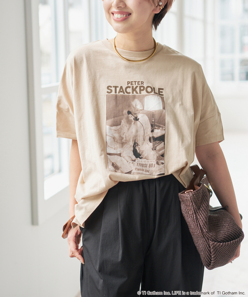 Spick & Span（スピックアンドスパン）の「GOOD ROCK SPEED / グッドロックスピード LPC 別注フォトドルマンTシャツ 2（Tシャツ/カットソー・レディース・ホワイト/ブラック系その他/ベージュ・FREE）」の21枚目の写真