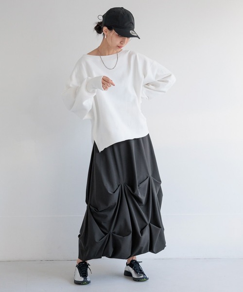 HEREIAM（ヘレイアム）の「【HEREIAM】撥水Comfy スカート（スカート・レディース・ブラック/ライトグレー・FREE）」の4枚目の写真