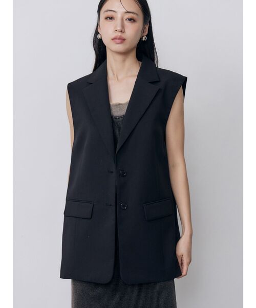 MURUA(ムルーア)の「【接触冷感】サイドオープントテーラードジレベスト【セットアップ着用可】 夏服(ベスト・レディース・ベージュ/ブルー/グレー/ブラック・FREE)」の1枚目の写真