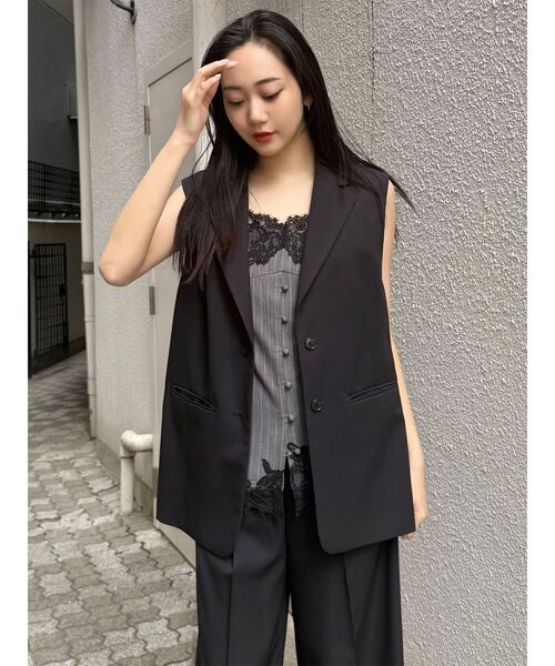 MURUA(ムルーア)の「【接触冷感】サイドオープントテーラードジレベスト【セットアップ着用可】 夏服(ベスト・レディース・ベージュ/ブルー/グレー/ブラック・FREE)」の19枚目の写真