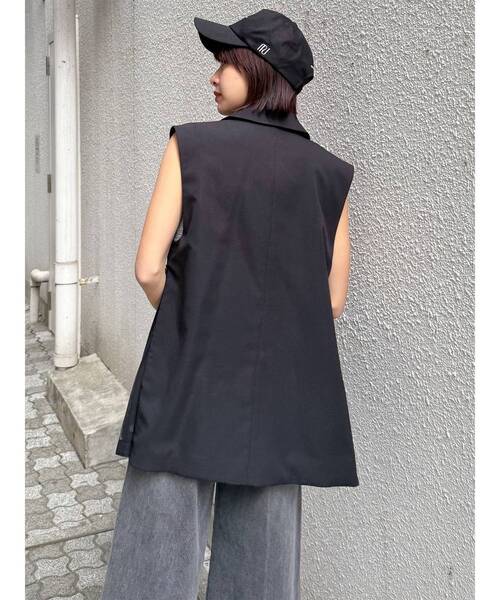 MURUA(ムルーア)の「【接触冷感】サイドオープントテーラードジレベスト【セットアップ着用可】 夏服(ベスト・レディース・ベージュ/ブルー/グレー/ブラック・FREE)」の18枚目の写真